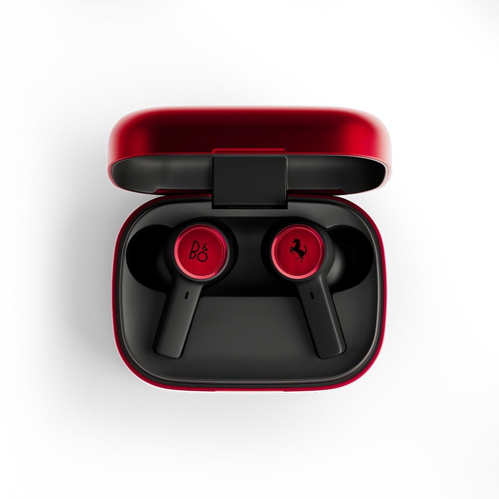 Bang & Olufsen Red Top Down View Beoplay EX Earbuds