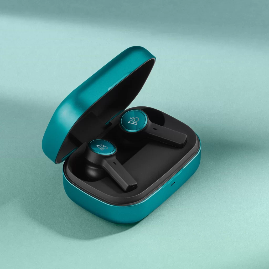 Bang & Olufsen Turquoise Angular View Beoplay EX Earbuds