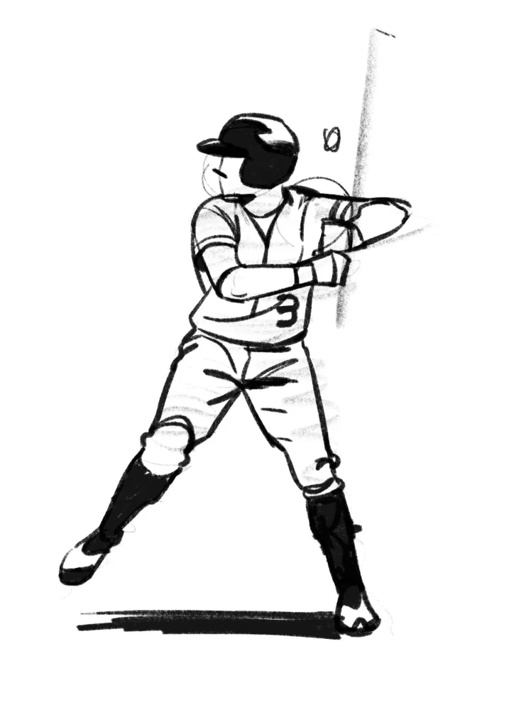Baseball Player Batting Pencil Sketch Reference