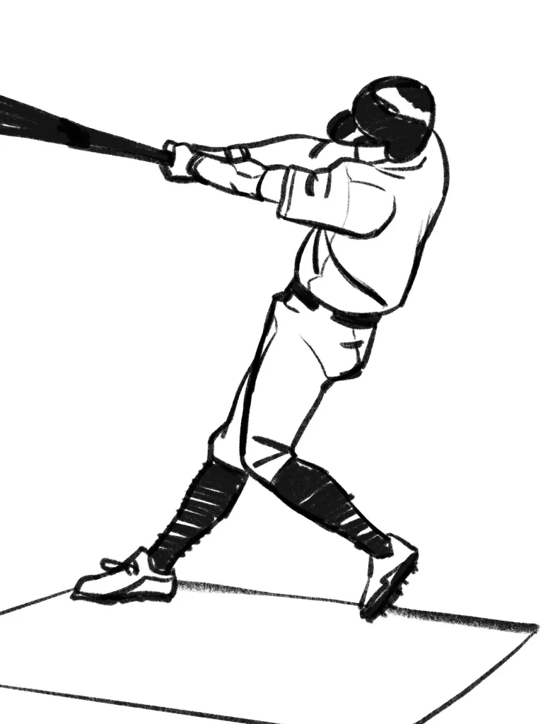 Baseball Player Swing Line Art Reference