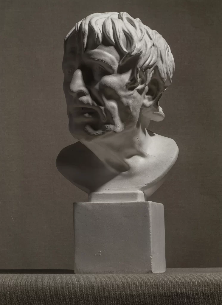 Strong Jawline Plaster Bust Three Quarter View