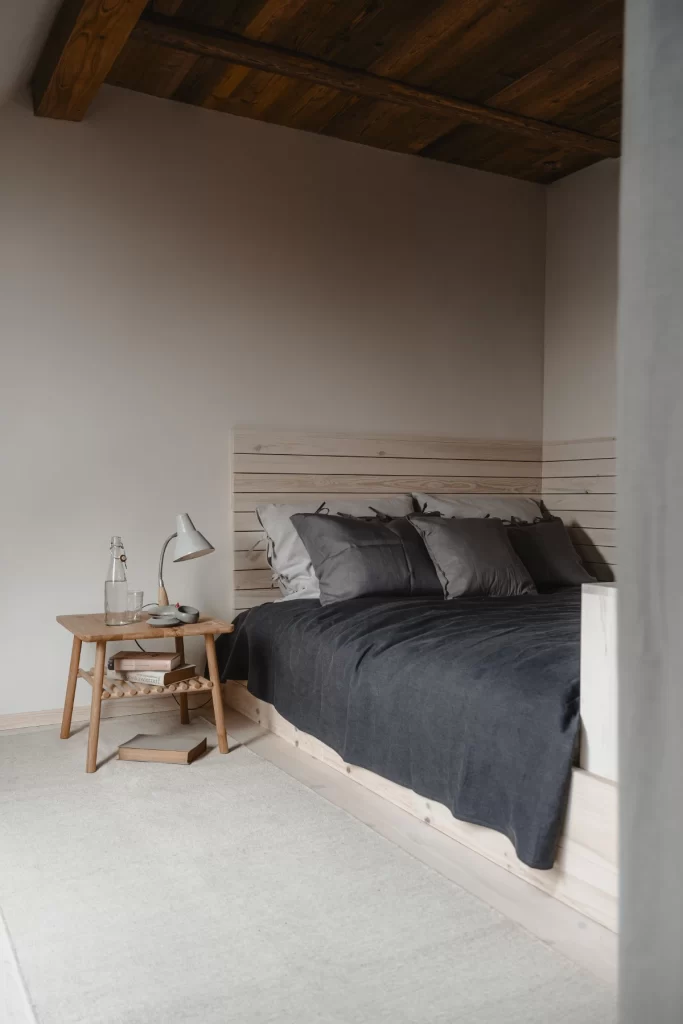 Bedroom Dark Gray White Moody Interior