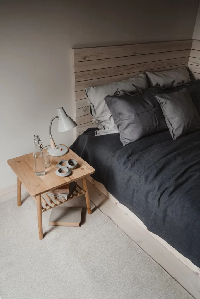 Bedroom Gray White Soft Lighting Interior