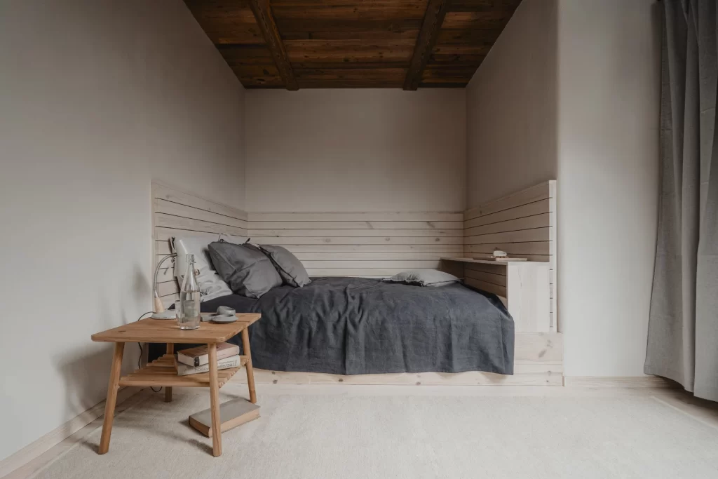 Bedroom White Gray Bedding Scandinavian Interior