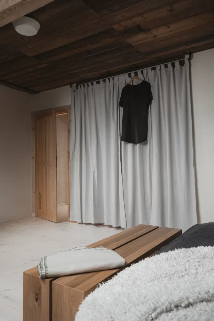 Bedroom Wood Accent Wall Brown White Interior