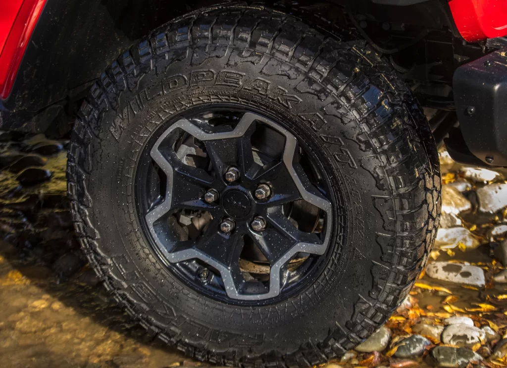 Black Alloy Wheel Tire Closeup