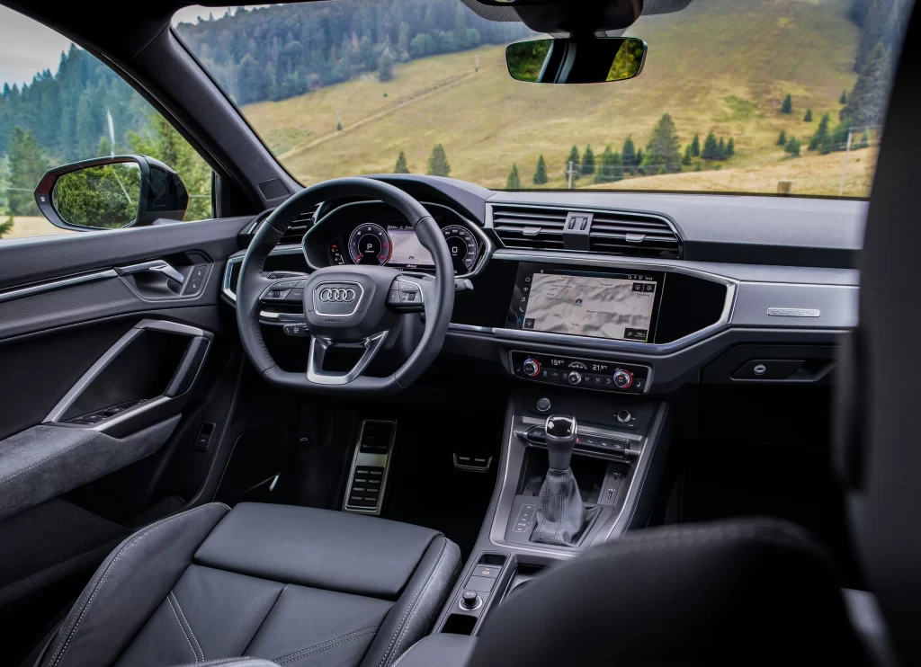 Black Audi SUV Interior Panoramic View