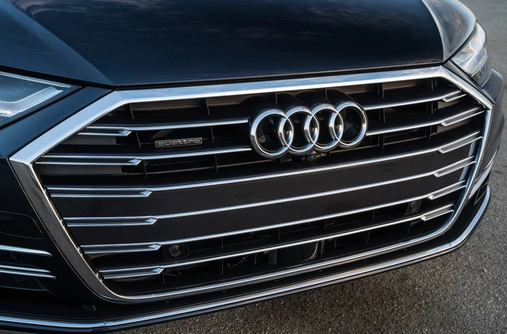 Black Audi Sedan Front Grille Close Up