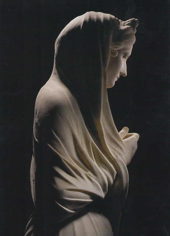 Marble Draped Figure Sculpture Dark Background