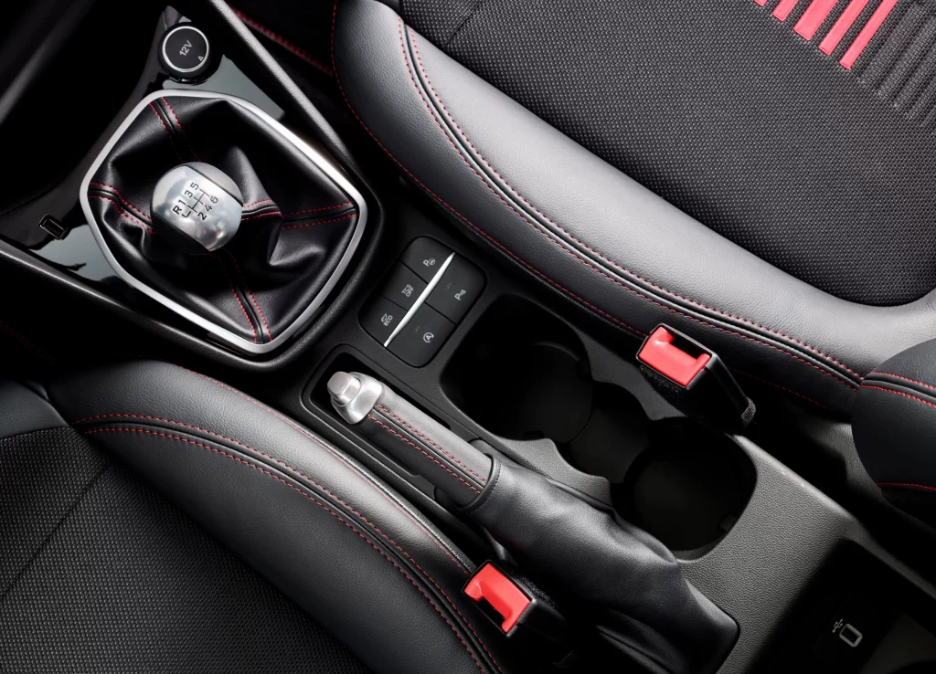 Black Leather Interior Red Accent Stitching Detail