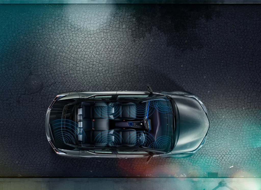 Black Sedan Top Down Aerial View