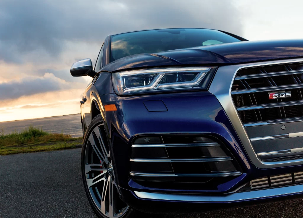 Blue Audi SQ5 SUV Outdoor Front View