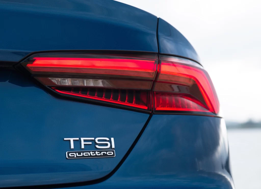 Blue Audi Sedan TFSI Quattro Rear Badge