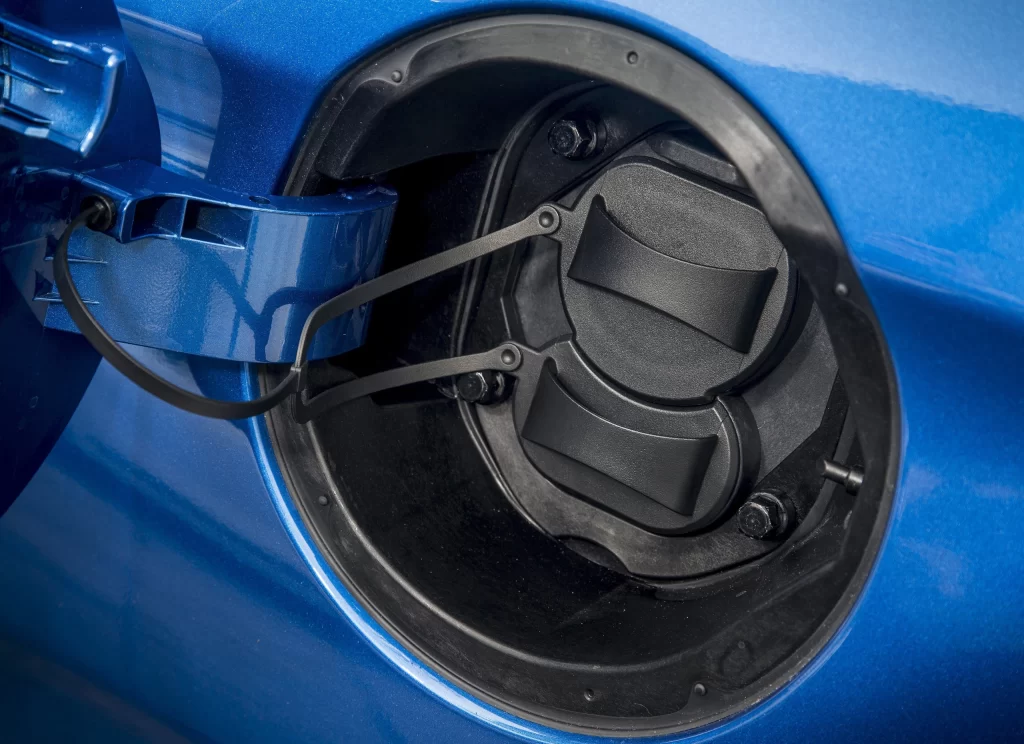 Blue Electric Vehicle Side Panel Close Up