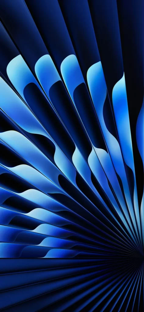 Blue Fan Shaped Structures Abstract 3D Background