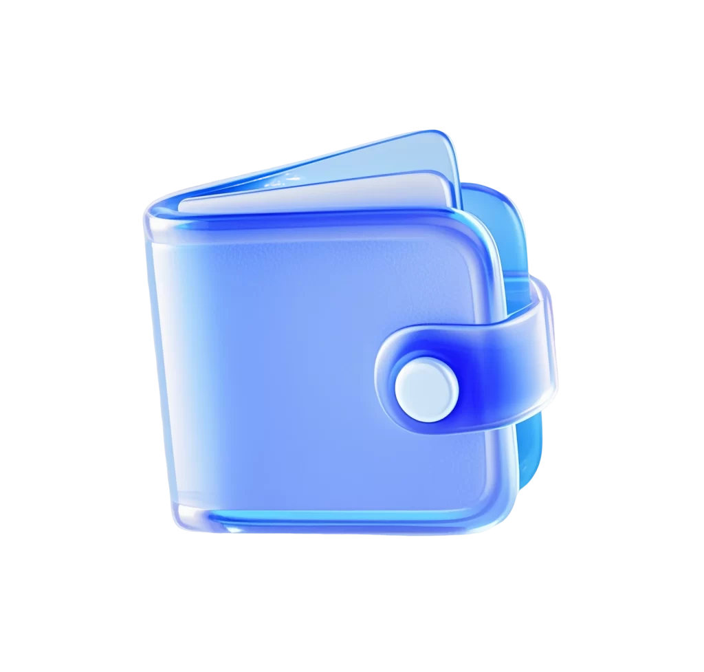Blue Glossy Wallet 3D Icon Transparent