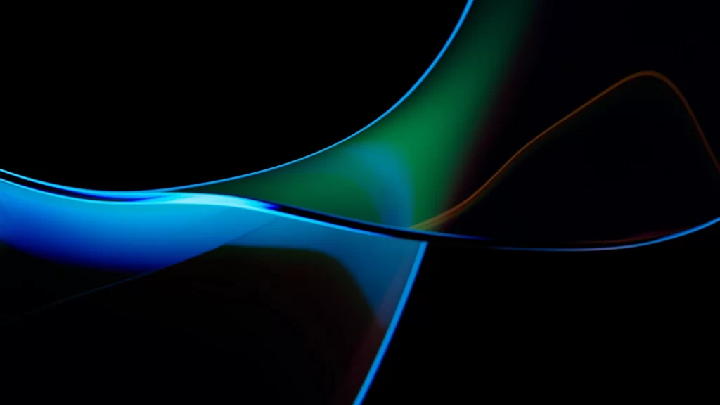Blue Green Curved Light Trails Dark Background