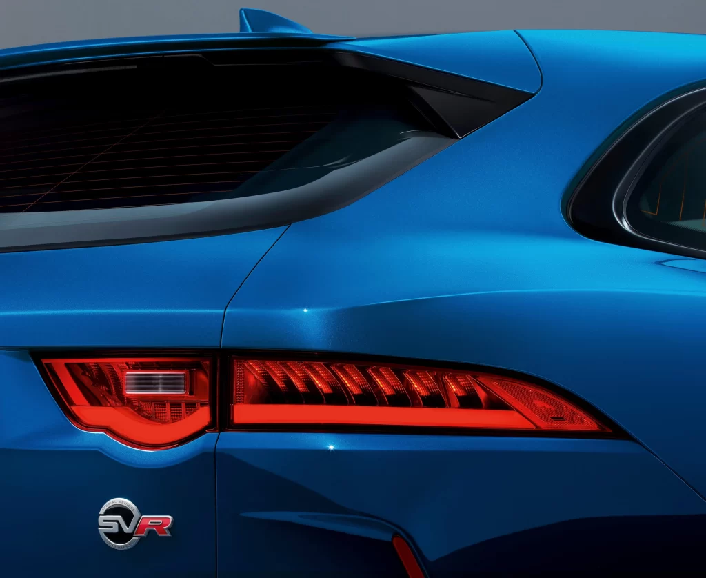 Blue Jaguar F-Pace SVR SUV Rear View