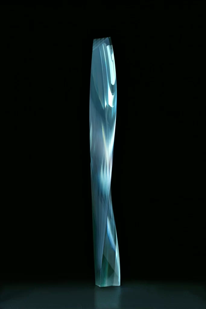 Blue Twisted Glass Sculpture