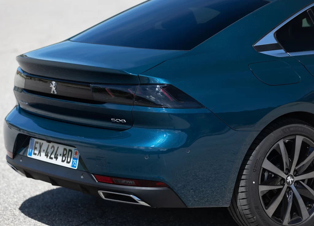 Blue Peugeot 508 Sedan Side View