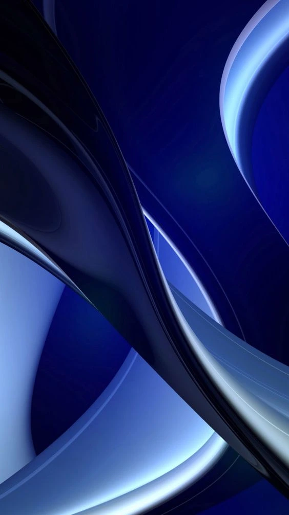 Blue Silver Flowing Waves Abstract 3D Background