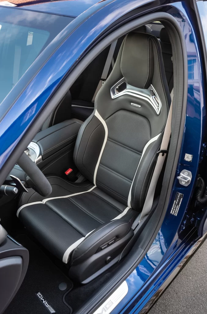 Blue Sports Car Black Leather Seats Interior