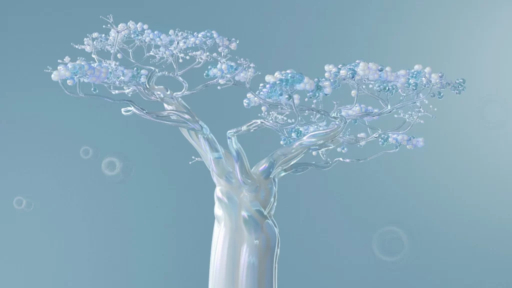 Blue Tree 3D Background
