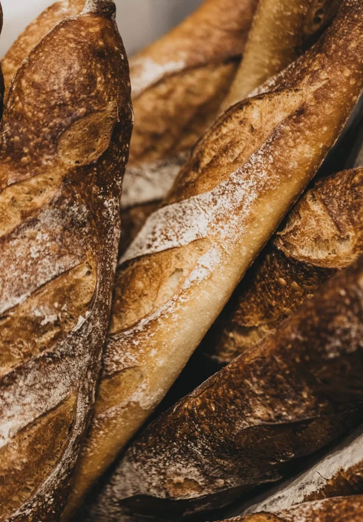 Bread Golden Brown Artisanal Baguettes With Flour Dusting