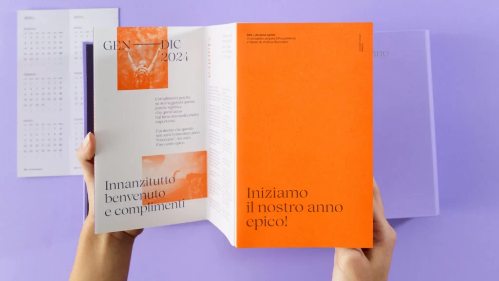 Calendar Orange And White Calendar With Italian Text