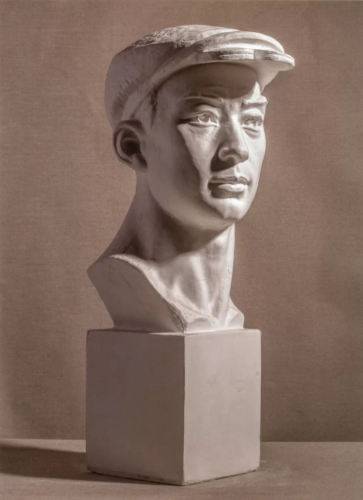 Flat Cap Mustache Bust Three Quarter View