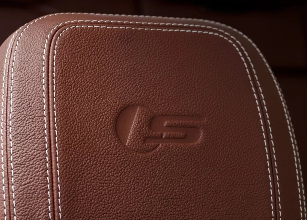 Brown Leather Car Seat Stitching Detail