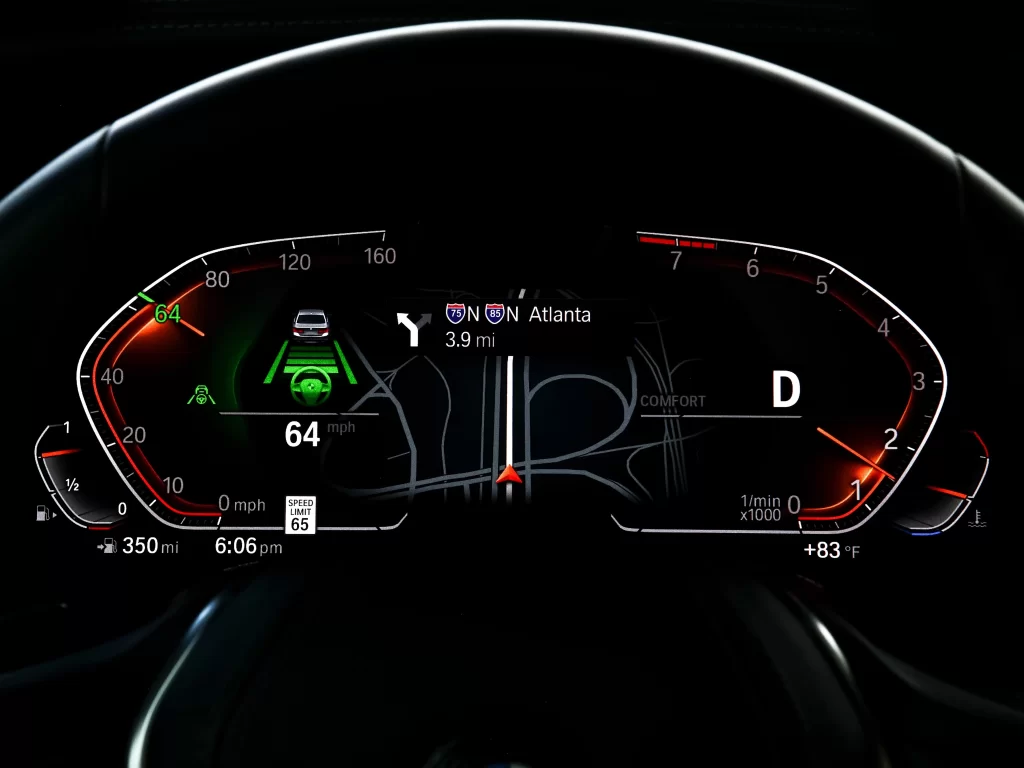 Car Dashboard Speedometer Navigation Display