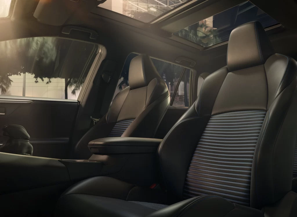 Car Seat Blue Stitching Interior Detail Photography