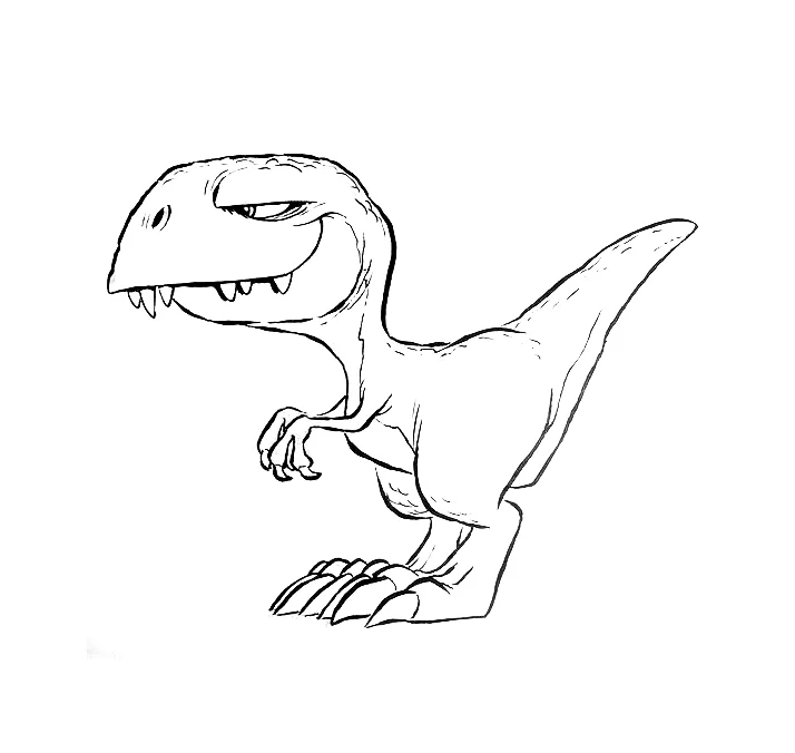 Cartoon Dinosaur Line Art Reference
