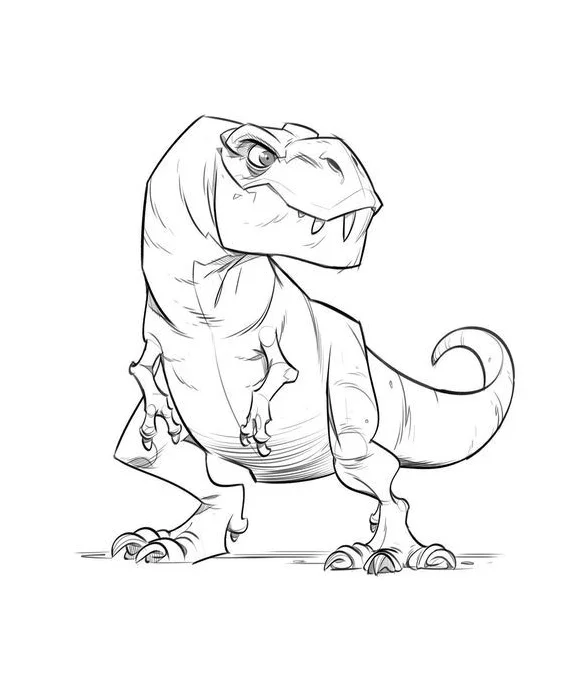 Cartoon Dinosaur Pencil Sketch Reference