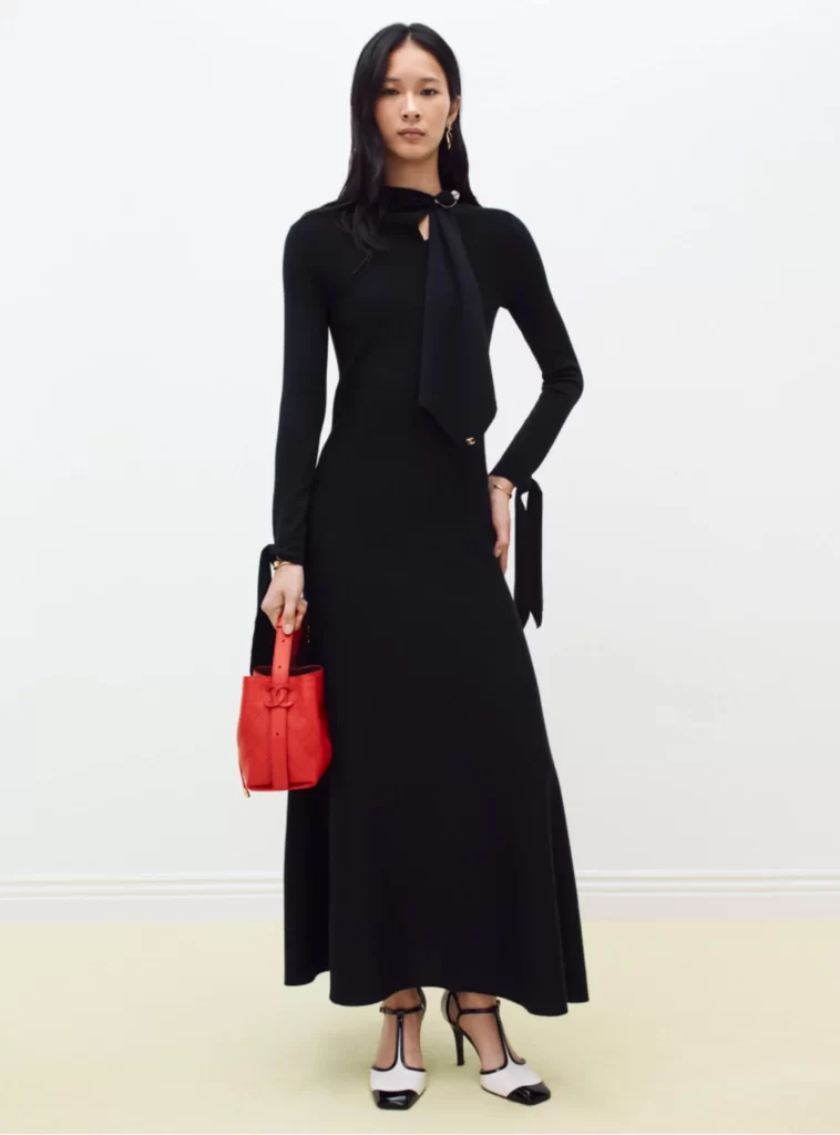 Chanel Fall Winter 2026 Pre Collection Look 35 Long Dress Black Runway Photography