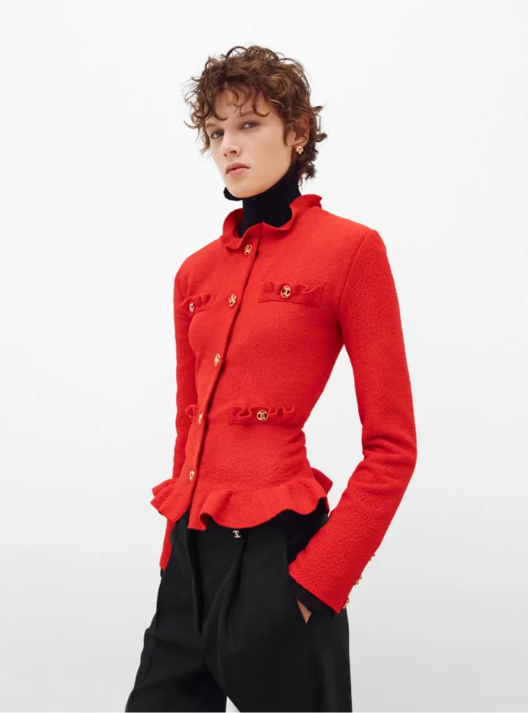 Chanel Fall Winter 2026 Pre Collection Look 39 Long Dress Red and Black Runway Photography