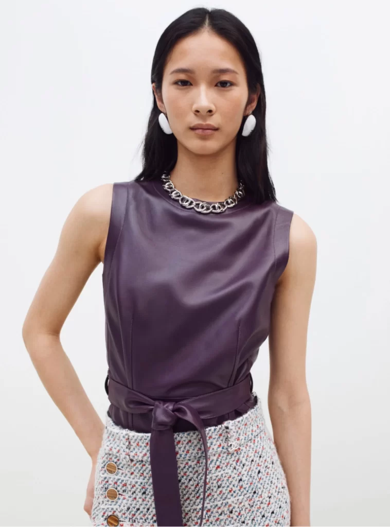 Chanel Fall Winter 2026 Pre Collection Look 42 Long Dress Purple and White Runway Photography