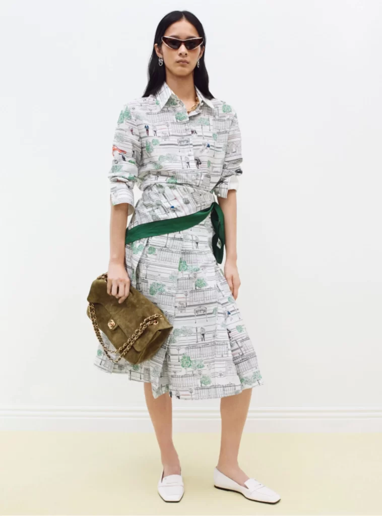 Chanel Fall Winter 2026 Pre Collection Look 51 Long Dress White and Green Runway Photography