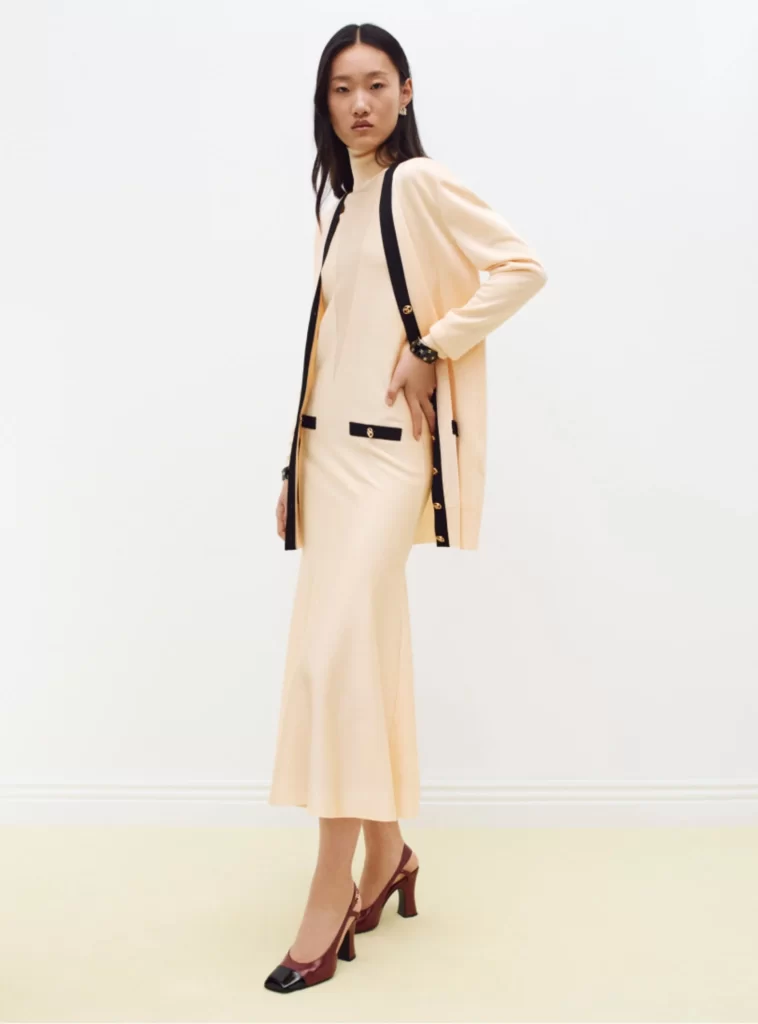 Chanel Fall Winter 2026 Pre Collection Look 62 Long Dress Pale Yellow and Black Runway Photography