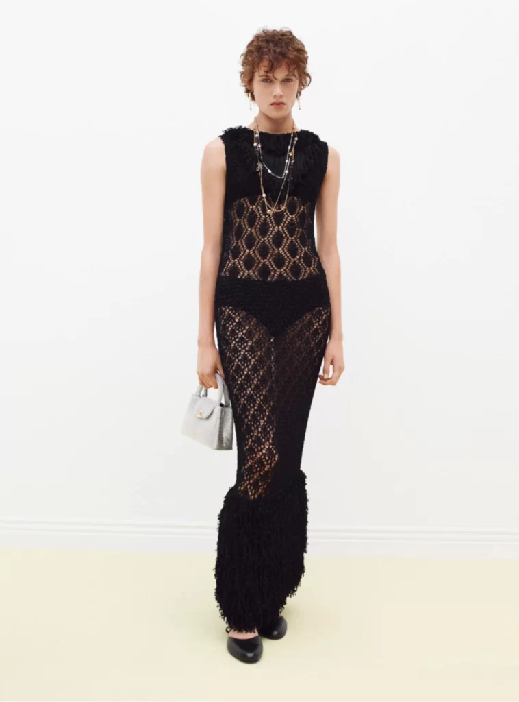 Chanel Fall Winter 2026 Pre Collection Look 73 Long Dress Black and Gold Runway Photography