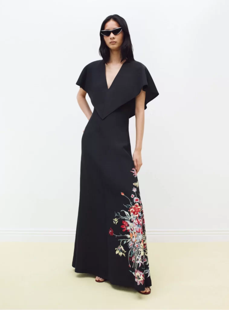 Chanel Fall Winter 2026 Pre Collection Look 77 Long Dress Black and Red Runway Photography