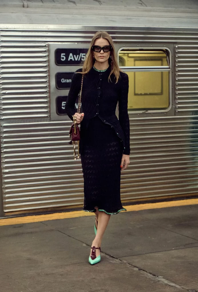 Chanel Metiers d’Art 2026 Look 24 Long Dress Black and Green Runway Photography