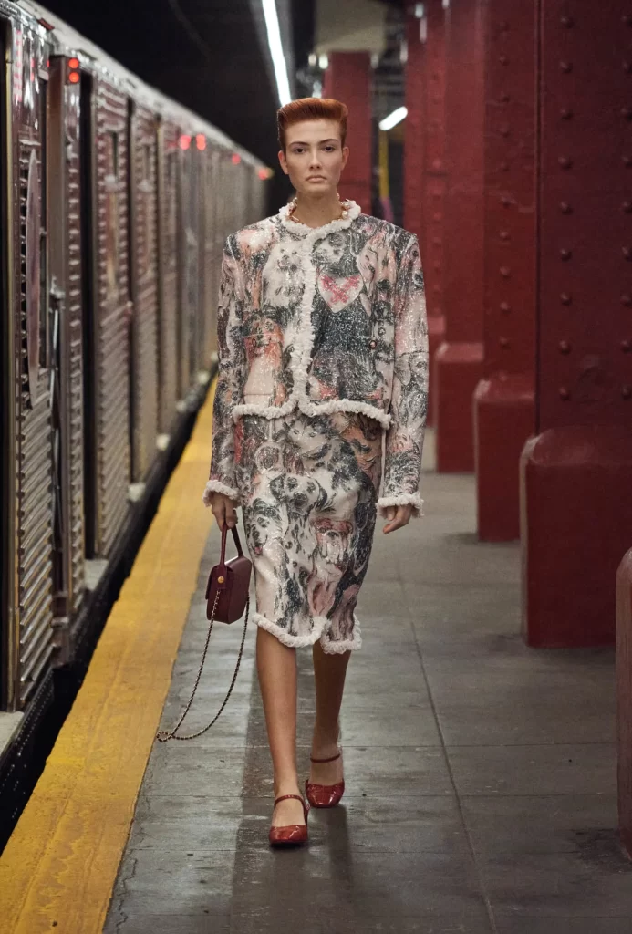 Chanel Metiers d’Art 2026 Look 45 Long Dress White and Black Runway Photography