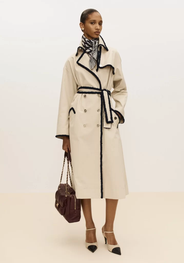 Chanel Spring Summer 2026 Pre Collection Look 43 Coat Beige and Black Runway Photography