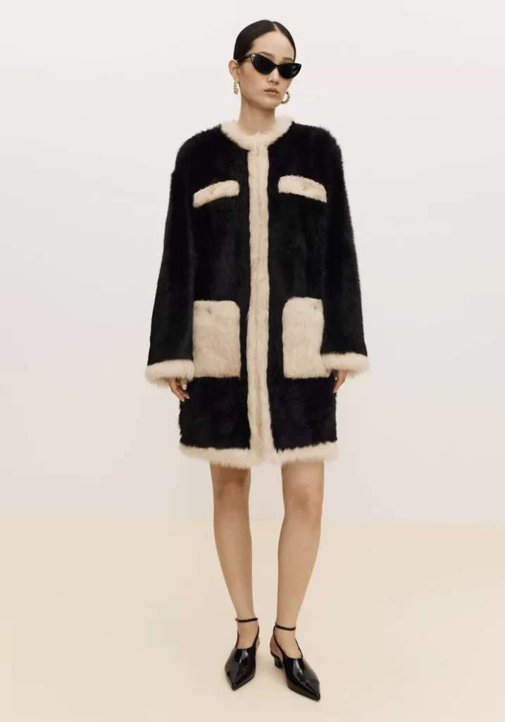 Chanel Spring Summer 2026 Pre Collection Look 65 Coat Black and Cream Runway Photography