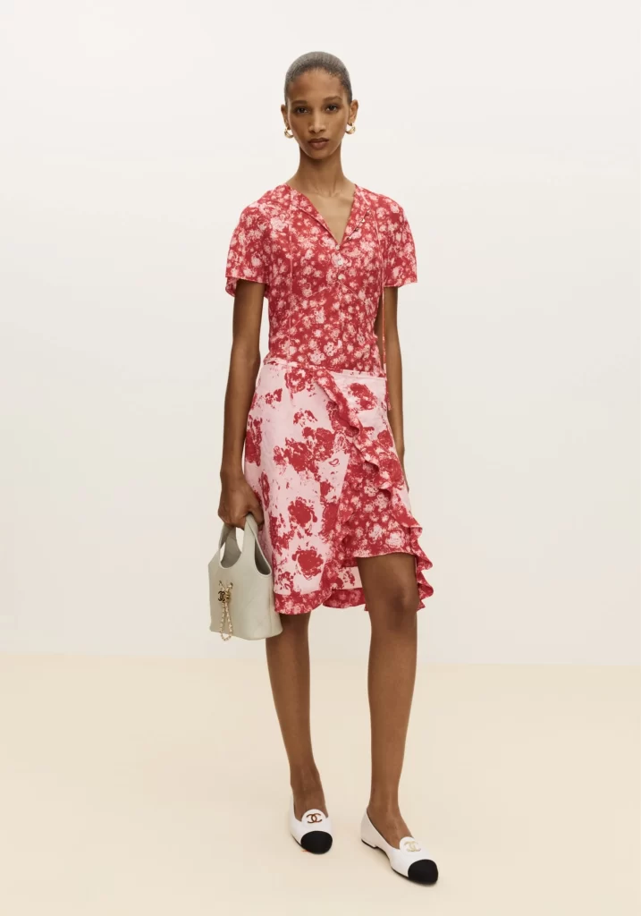 Chanel Spring Summer 2026 Pre Collection Look 16 Long Dress Red and Pink Runway Photography