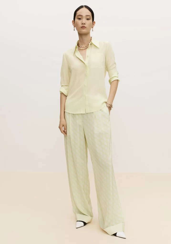 Chanel Spring Summer 2026 Pre Collection Look 73 Top and Trousers Pale Yellow and Pale Green Runway Photography