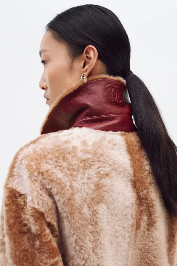 Chanel Shearling Lambskin Jacket Beige Additional Lookbook Photography