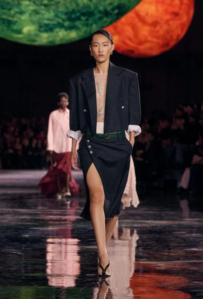 Chanel Spring Summer 2026 Look 15 Jacket and Skirt Black and Green Runway Photography